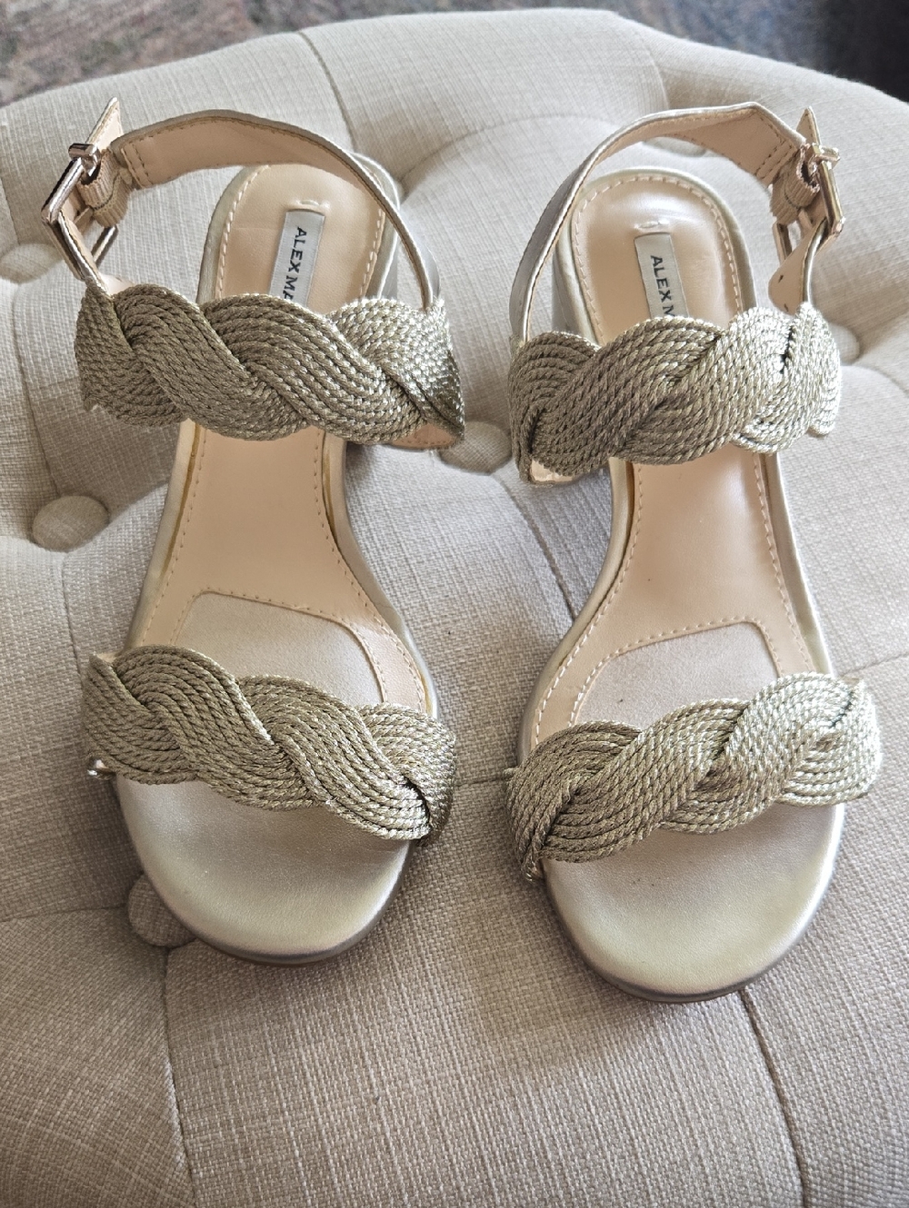 Alex Marie Metallic Gold Braided Strap Sandals